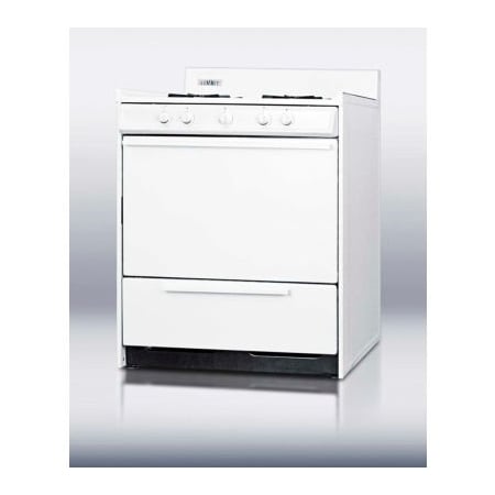 Summit Appliance Div. Summit-Range, Gas, 4 Burners, 3.7 Cu. Ft., Battery Start, White, 24" x 30" x 40" WNM210P